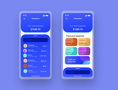Transactions app design ui