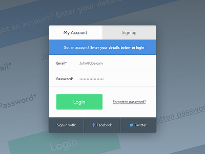 Interface 003 — Login Card element flat form in input interface login sign ui user widget