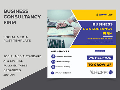 Business Consultancy Firm Social Media Post Template business business firm consultancy design digital marketing agency firm media post social social media banner social media post template web banner