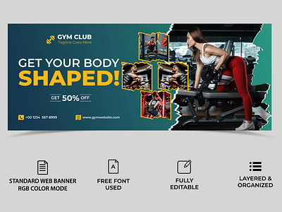 Gym Club Facebook Cover Template Design