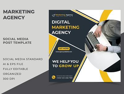 Marketing Agency Social Media Post Template or Web Banner agency business corporate digital digital marketing agency marketing marketing agency social media banner social media post web banner