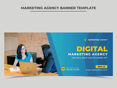 Marketing Agency Facebook Timeline Cover Template banner design digital marketing agency facebook cover design marketing agency social media banner social media cover social media post timeline cover web banner