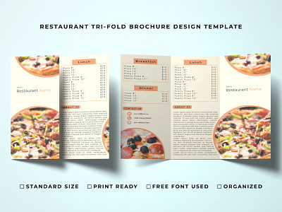 Restaurant Food Menu Tri-Fold Brochure Template Design brochure design business brochure creative design food brochure food menu brochure restaurant brochure template tri fold brochure tri fold brochure