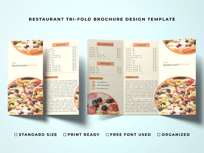 Restaurant Food Menu Tri-Fold Brochure Template Design