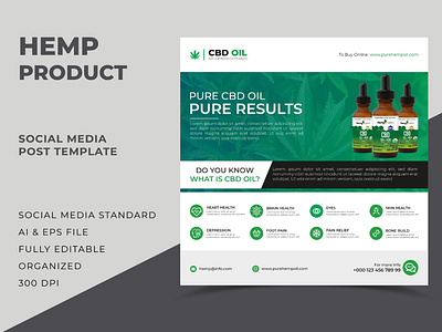 Hemp Product Social Media Post Template Design