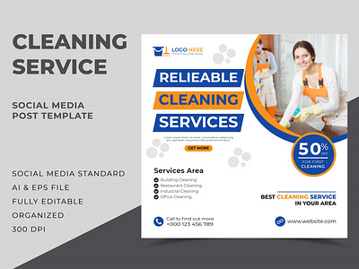 House Cleaning Service Social Media Post Template banner design banner template cleaning service home cleaning service house cleaning service social media banner social media post web banner