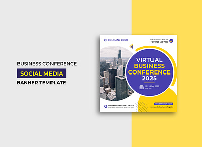 Business Conference Social Media Post Template Design business business conference conference creative modern professional social media banner social media post square flyer virtual conference web banner