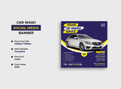 Car Washing Service Social Media Post Template car wash car washing service social media banner social media post web banner