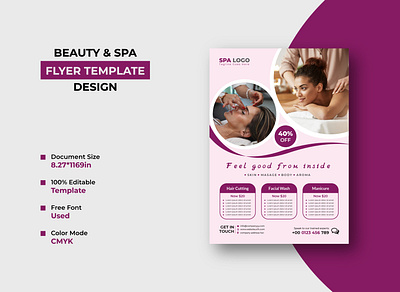 Beauty and Spa Flyer Template Design and beauty business center corporate creative design flyer hair marketing modern professional salon smart spa template