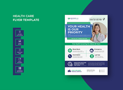 Medical or Healthcare Flyer Template Design business flyer clinic flyer corporate flyer creative flyer flyer design flyer template healthcare flyer hospital flyer marketing flyer medical flyer