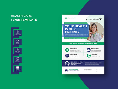 Medical or Healthcare Flyer Template Design