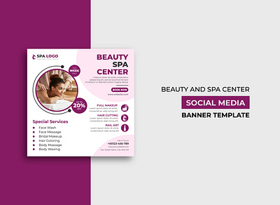 Beauty and Spa Social Media Post Template Design and beauty beauty and spa center design hair salon social media banner social media post spa template web banner