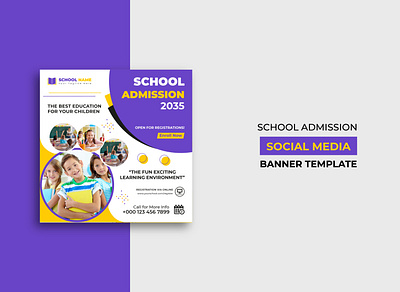 School Admission Social Media Post Template Design admission college creative design flyer design professional school school admission social media banner social media post square flyer template university web banner