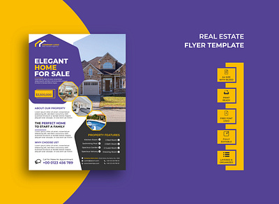 Real Estate Agency Flyer Template Design business flyer corporate flyer design flyer home for sale house for sale house selling agency real estate real estate agency template