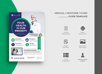 Medical Flyer or Healthcare Flyer Template Design blue business clinic color colorful corporate design flyer green healthcare hospital leaflet marketing medical modern poster professional template unique