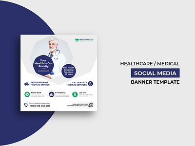 Medical or Healthcare Social Media Post Template Design