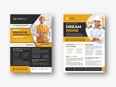 Construction Company Flyer Template Design