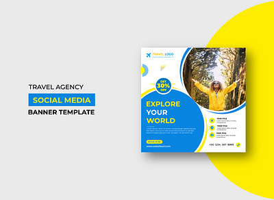 Travel Agency Social Media Post Template Design agency banner colorful company creative design graphic graphic design media modern post social template tourism travel web