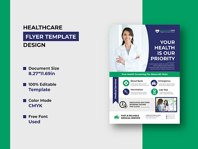 Medical, Healthcare or Clinic Flyer Template Design