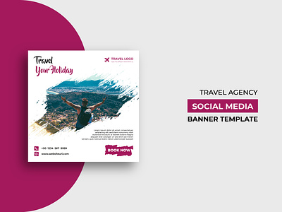 Travel Tourism Agency Social Media Post Template Design agency banner colorful company creative design graphic graphic design holiday media modern post social summer template tourism travel vacation web