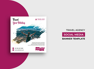 Travel Tourism Agency Social Media Post Template Design agency banner colorful company creative design graphic graphic design holiday media modern post social summer template tourism travel vacation web