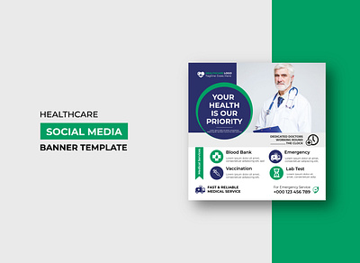 Healthcare Social Media Post Template Design banner design clinic creative critical design healthcare hospital medical modern smart social media banner social media post square flyer template web banner