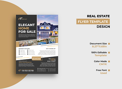 Home for Sale / Real Estate Flyer Template Design a4 size business flyer corporate flyer design flyer flyer design flyer template home for sale house for sale marketing flyer real estate template