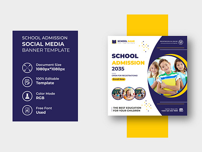 School Admission Social Media Post Template Design