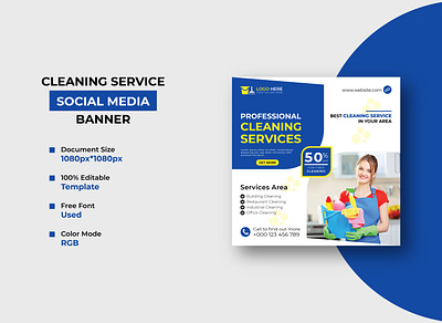 House Cleaning Service Social Media Post Template Design ad banner ads banner cleaning cleaning service design home house service smart social media banner social media post square banner standard template web banner