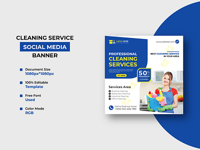 House Cleaning Service Social Media Post Template Design