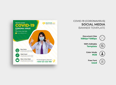 Covid 19 Awareness Social Media Post Template Design covid 19 covid 19 covid19 creative design flyer graphic design modern professional smart social media banner social media post square banner standard template web banner