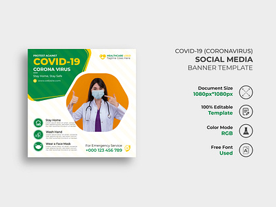 Covid 19 Awareness Social Media Post Template Design