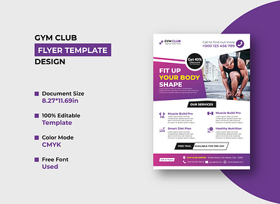 Gym Club Flyer or Fitness Club Flyer Template Design a4 size business flyer colorful creative flyer design fitness club flyer fitness flyer flyer design flyer template graphic design gym club flyer gym flyer logo modern flyer professional flyer ui ux