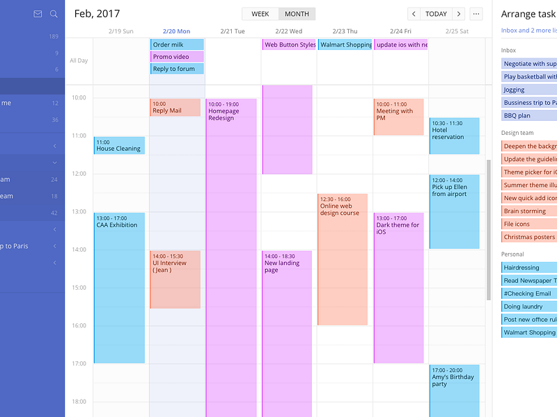 Calendar View TickTick by YAO on Dribbble
