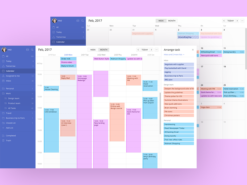 Calendar View - TickTick by YAO on Dribbble
