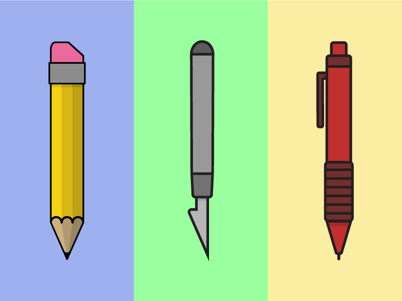 Idea Tools Revised art business exact knife gif icons idea illustration nathan duffy pen pencil
