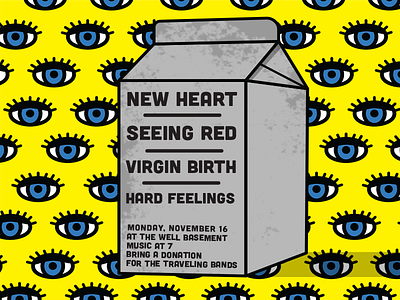 New Heart Show Flyer eye eyeball hardcore illustration milk music music flyer nathan duffy