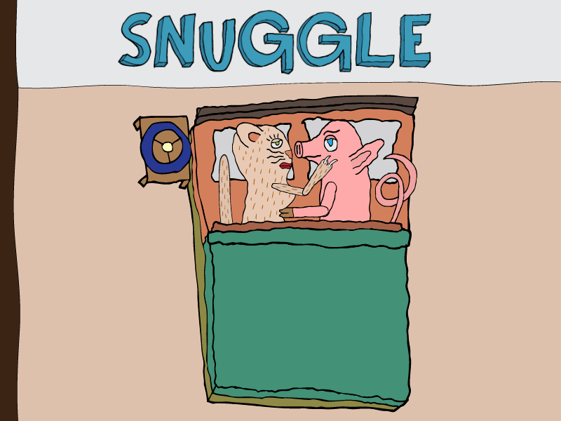 Snuggle (Gif) animation cat gif illustration nathan duffy pig snuggle type typography