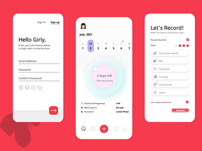 Period Tracker app ux