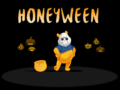 Honeyween disney hal halloween illustration pooh sketch