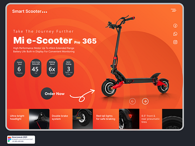 MI-Electric Scooter(Neon Orange Color) 3d branding charging design electric figma graphic design landing page minimal motion graphics orange scooter scooty typography ui ux website