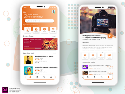 Course Mobile App adobe xd app branding clean app course design iphone mobile ui ux