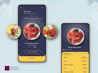 Cookbook app adobe xd book branding clean app cook cookbook cooking delivery design food and drink food app iphone modern typography