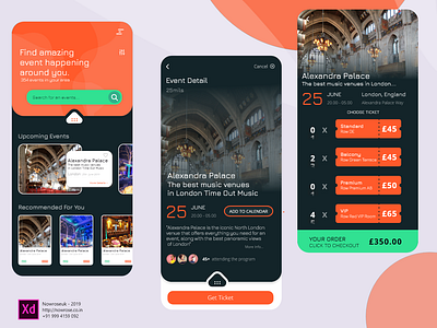 Events App adobe xd app branding calander clean clean app dasboard design events iphone tickets typography ui ux