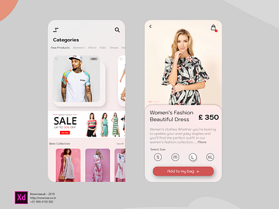 Shopping App Concept adobe xd app app design brand branding cart clean app clothing design mobile pink typography ux white