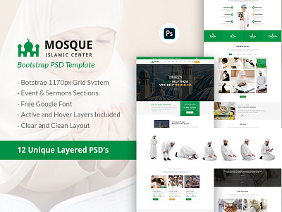 Mosque - Islamic Center Bootstrap PSD Template