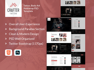 Crafter - Tattoo Bootstrap Landing Page Template
