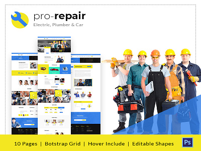 Pro Repair - Electric, Plumber and Car Service PSD Template