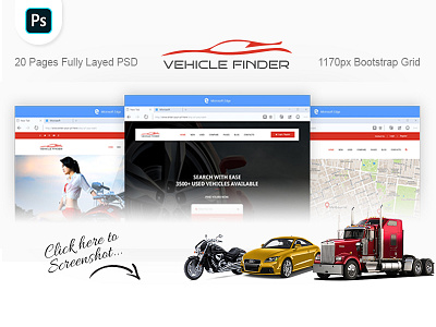 Vehicle Finder and Booking PSD Template
