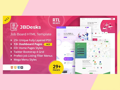 JBDesks - Job Board and Dashboard HTML5 Template